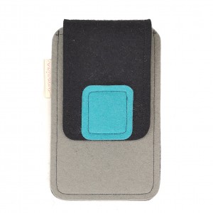 Large Smartphone Wool Felt Case - GREY turq